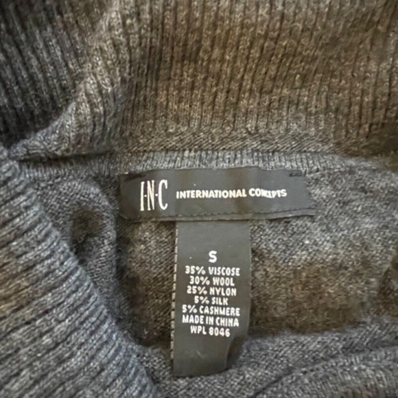 INC Wool Blend Colorblock Cowl Neck Womens Long Sweater Grey/Black Size S - Picture 3 of 4